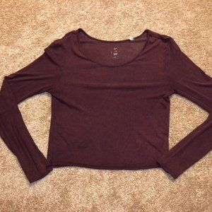 PacSun long sleeve crop top (color is maroon/brownish)